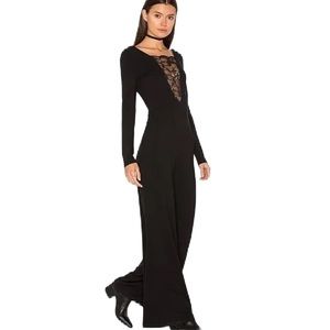 Nightcap x Revolve • Black Long Sleeve Wide Leg Lace Inset Jumpsuit Size XS